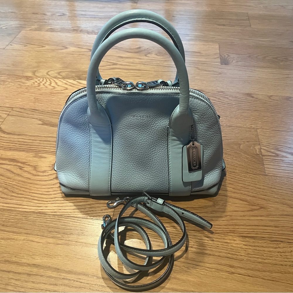 Coach Tiffany Blue Crossbody Satchel Bag with Alma-like Design